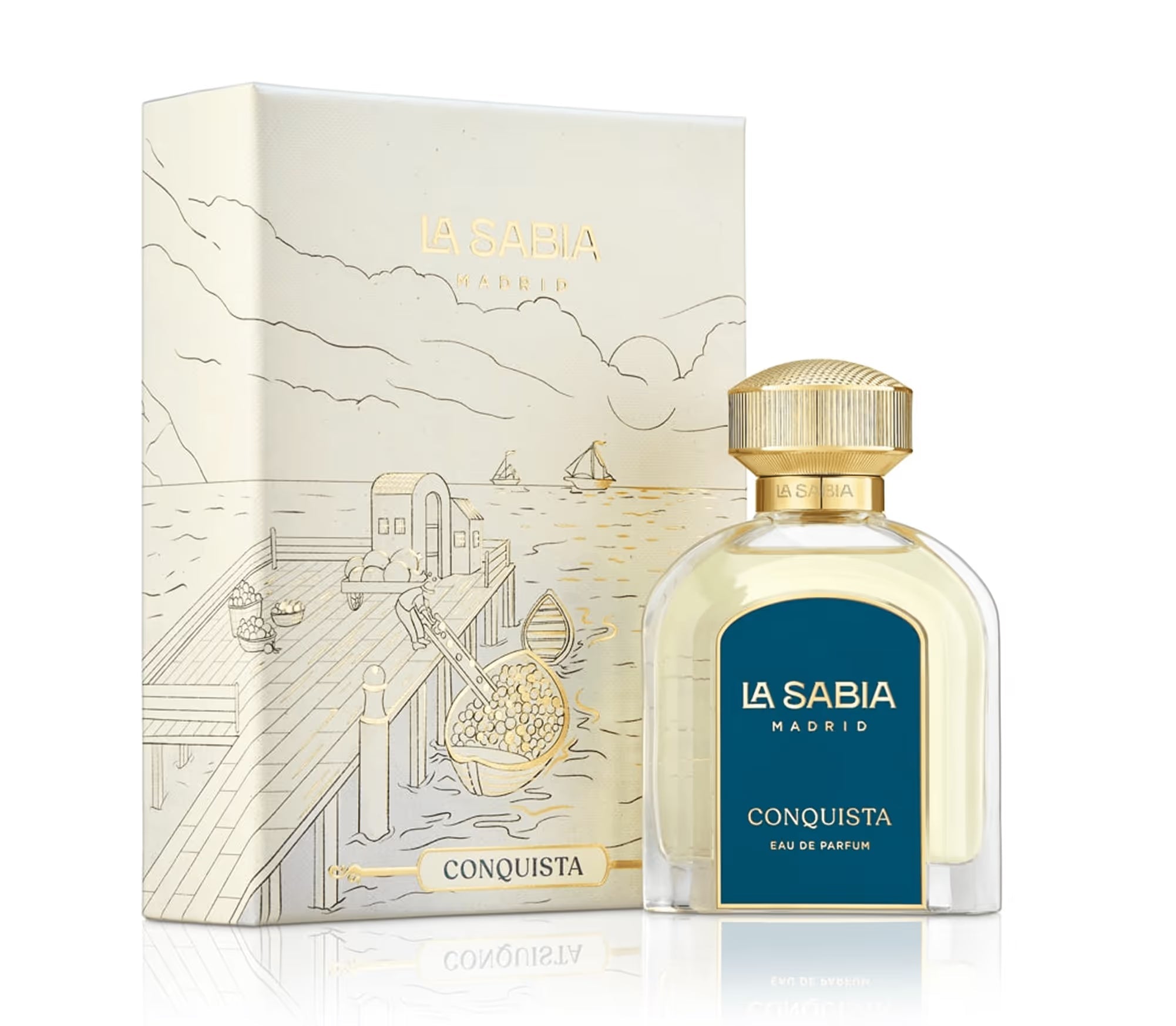 La Sabia Madrid Conquista perfume bottle and packaging on a white background