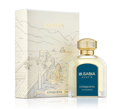 La Sabia Madrid Conquista perfume bottle and packaging on a white background